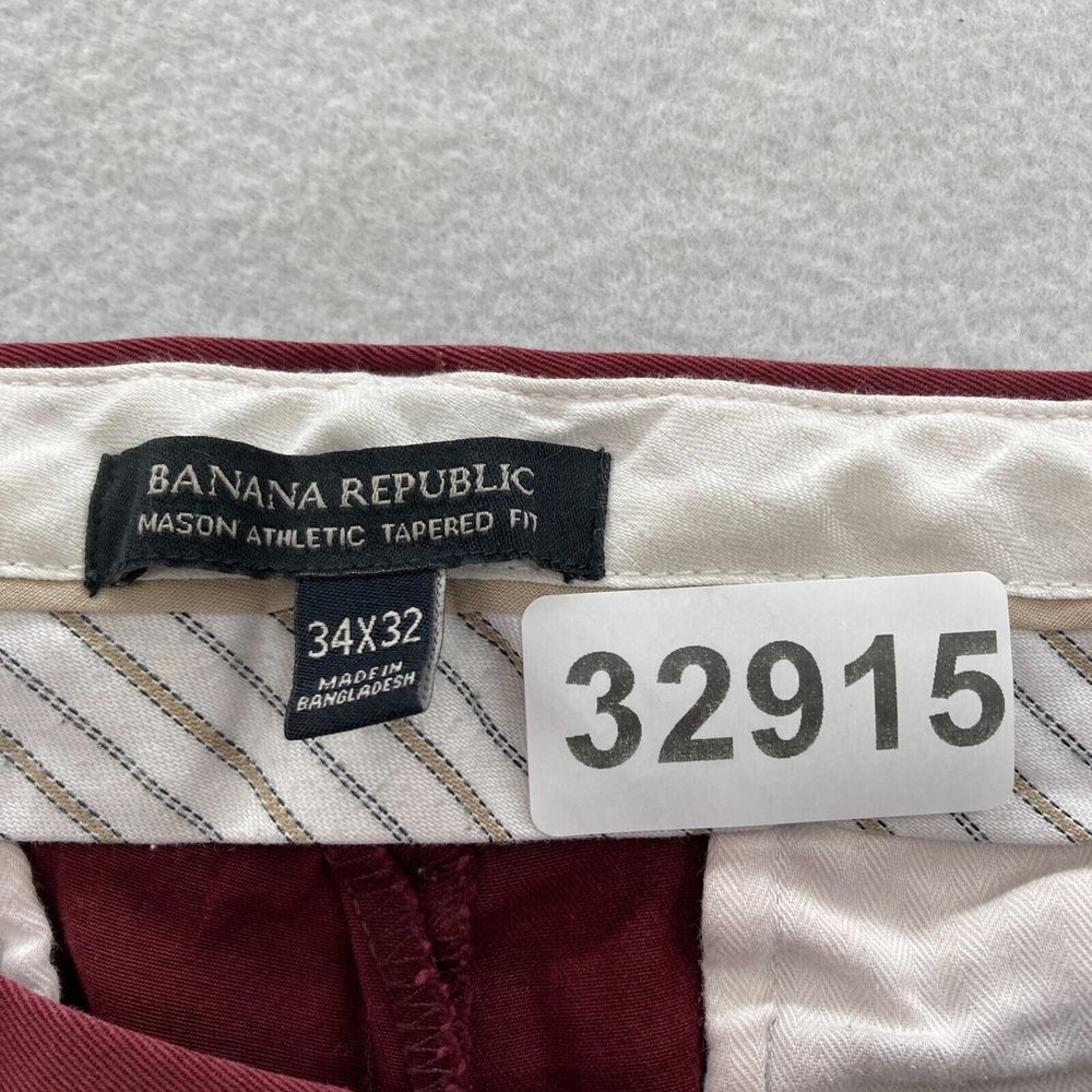 Banana Republic Mason Rapid Movement Chino Mens 34x32 Red Stretch Tapered Fit - Picture 4 of 13